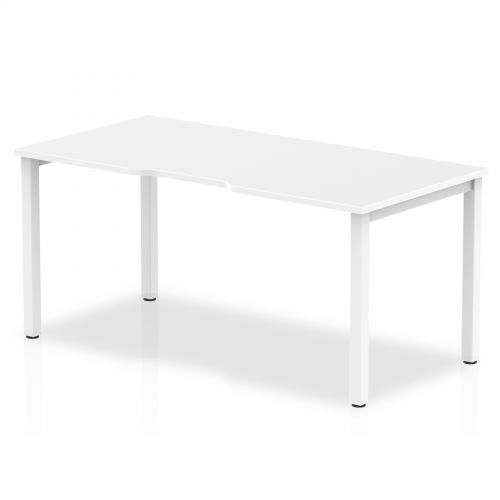 Single White Frame Bench Desk 1600 White