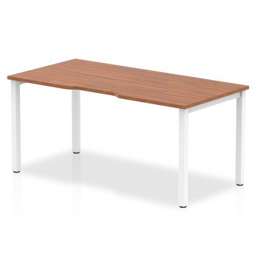 Single White Frame Bench Desk 1600 Walnut