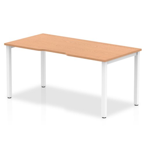 Single White Frame Bench Desk 1600 Oak
