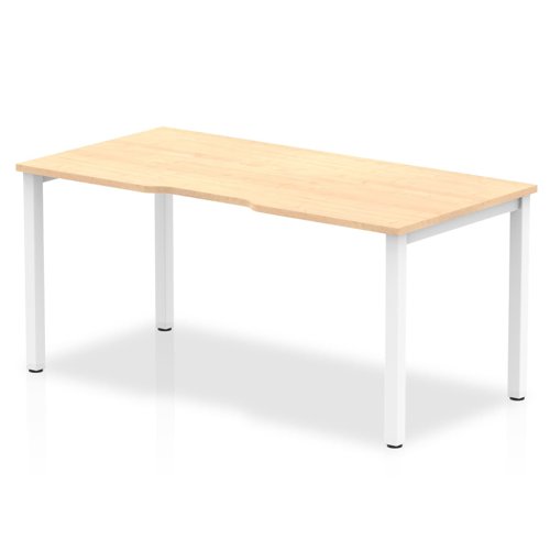 Single White Frame Bench Desk 1400 Maple