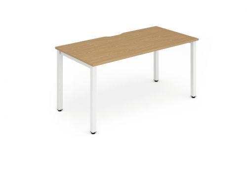 Evolve Plus 1400mm Single Starter Desk Oak Top White Frame BE115