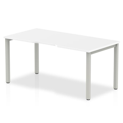 Single Silver Frame Bench Desk 1600 White