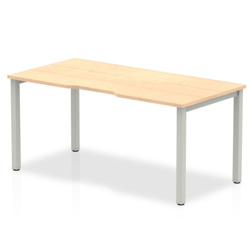 Single Silver Frame Bench Desk 1600 Maple