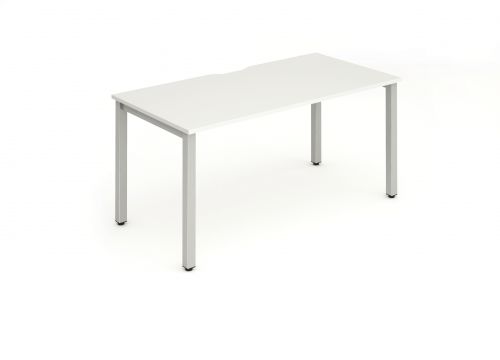 Single Silver Frame Bench Desk 1400 White