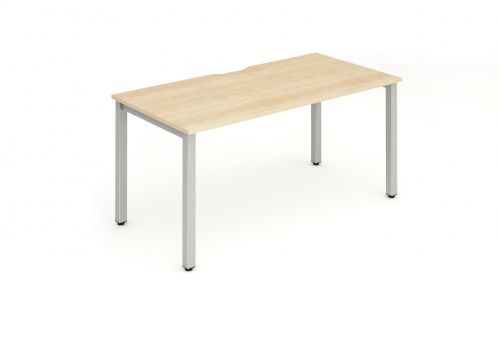 Single Silver Frame Bench Desk 1400 Maple
