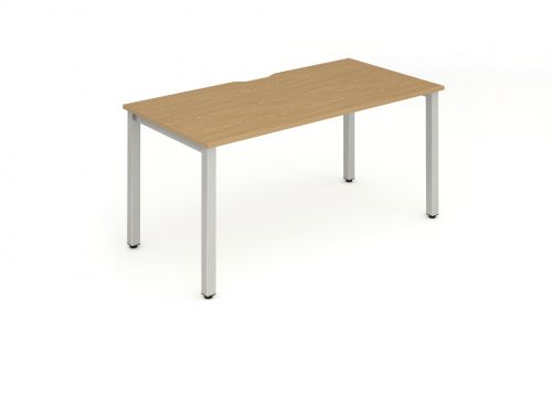 Single Silver Frame Bench Desk 1400 Oak