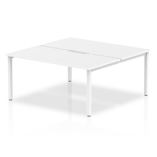 B2B White Frame Bench Desk 1600 White (2 Pod)
