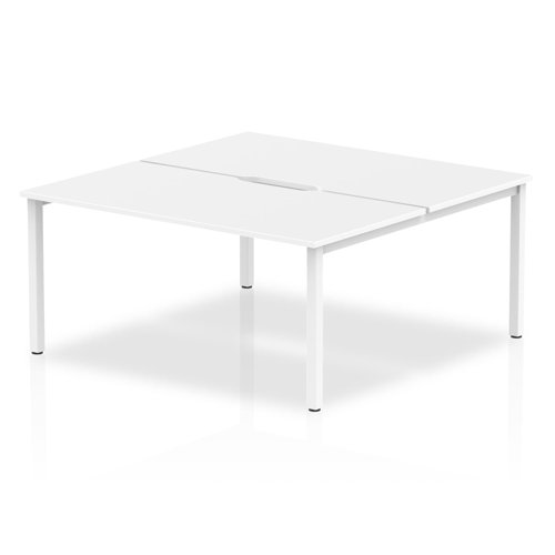 B2B White Frame Bench Desk 1600 White (2 Pod)