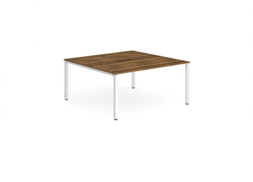 B2B White Frame Bench Desk 1400 Walnut (2 Pod)