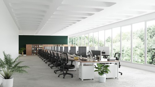 Evolve Plus 1400mm B2B 2 Person Office Bench Desk Walnut Top White Frame