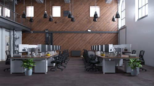Evolve Plus 1400mm B2B 2 Person Office Bench Desk Walnut Top White Frame