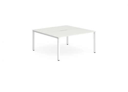 B2B White Frame Bench Desk 1200 White (2 Pod)