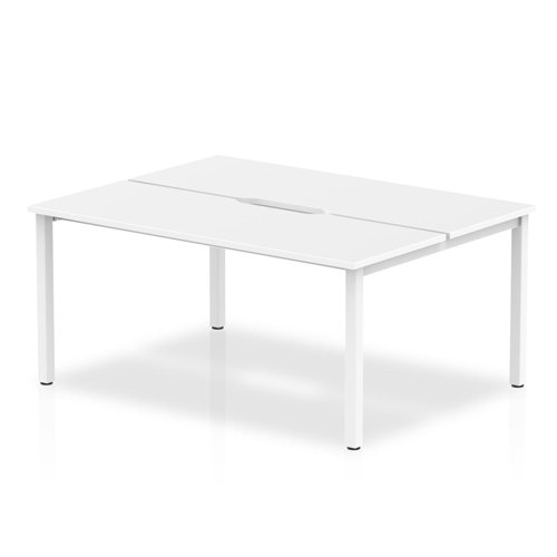 B2B White Frame Bench Desk 1200 White (2 Pod)