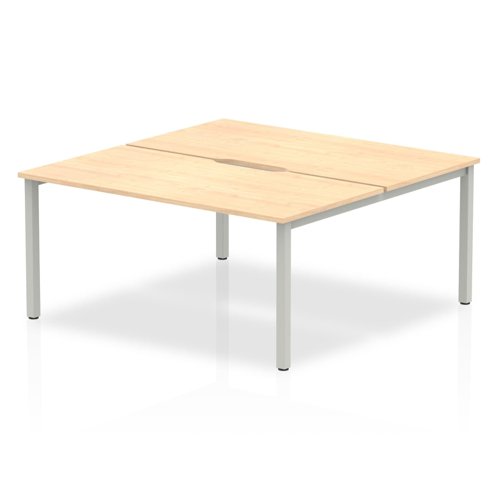 12289DY - Evolve Plus 1600mm Back to Back 2 Person Desk Maple Top Silver Frame BE169