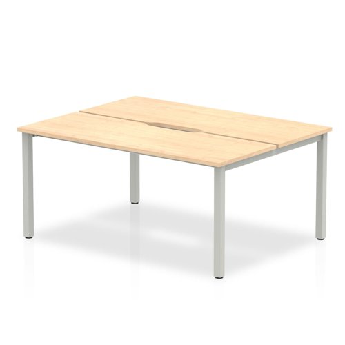 BE174 B2B Silver Frame Bench Desk 1400 Maple (2 Pod)