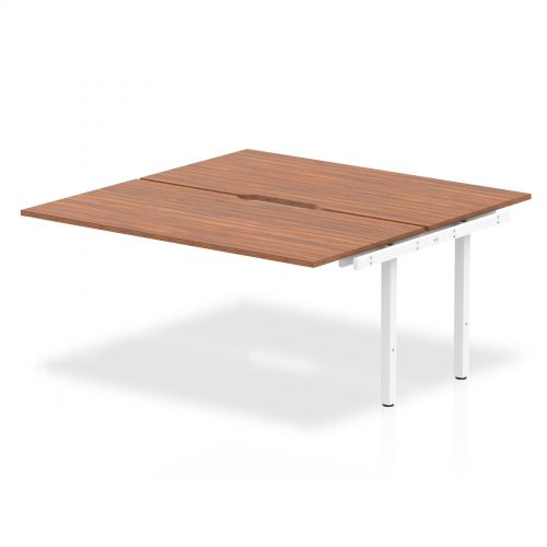 B2B Ext Kit White Frame Bench Desk 1600 Walnut