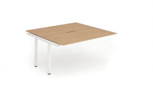 B2B Ext Kit White Frame Bench Desk 1400 Beech