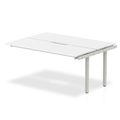 BE206 Evolve Plus 1600mm B2B Office Bench Desk Ext Kit White Top Silver Frame