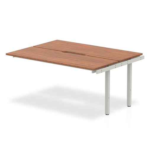 12485DY - Evolve Plus 1600mm Back to Back Extension Kit Walnut Top Silver Frame BE207
