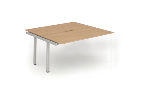 B2B Ext Kit Silver Frame Bench Desk 1400 Beech