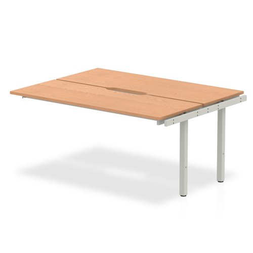 BE215 Evolve Plus 1400mm B2B Office Bench Desk Ext Kit Oak Top Silver Frame