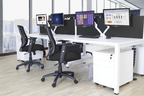 BE226 Evolve Plus 1600mm B2B 4 Person Office Bench Desk White Top White Frame