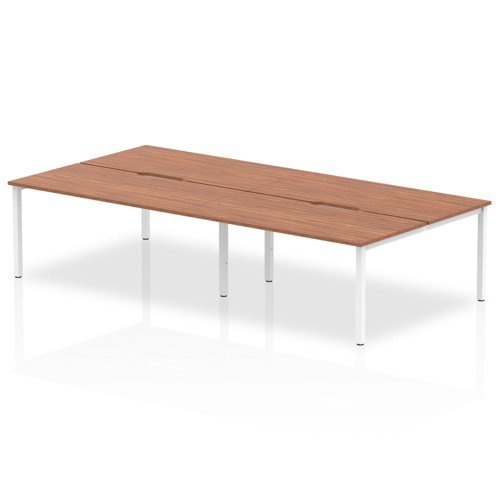 12590DY - Evolve Plus 1600mm Back to Back 4 Person Desk Walnut Top White Frame BE227