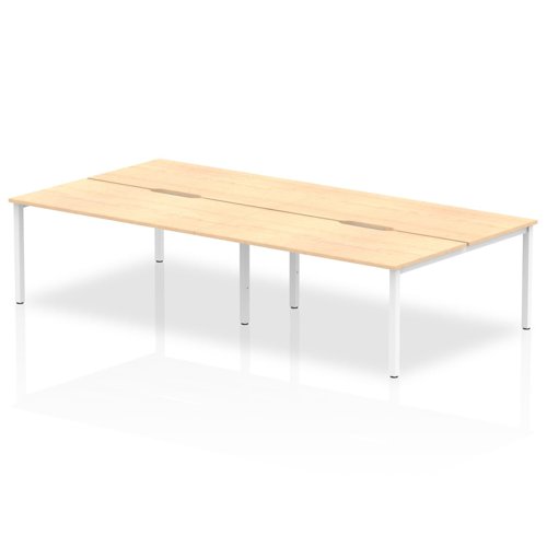 BE229 B2B White Frame Bench Desk 1600 Maple (4 Pod)