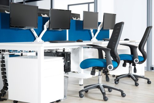 Evolve Plus 1400mm B2B 4 Person Office Bench Desk White Top White Frame