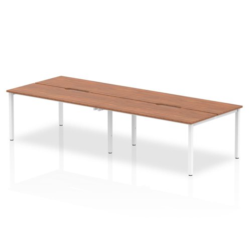 12625DY - Evolve Plus 1400mm Back to Back 4 Person Desk Walnut Top White Frame BE232
