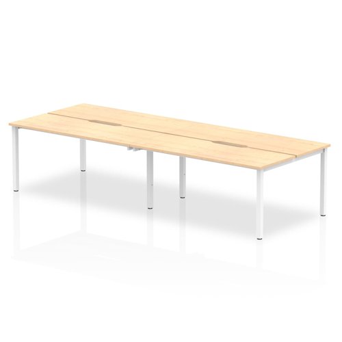B2B White Frame Bench Desk 1400 Maple (4 Pod)