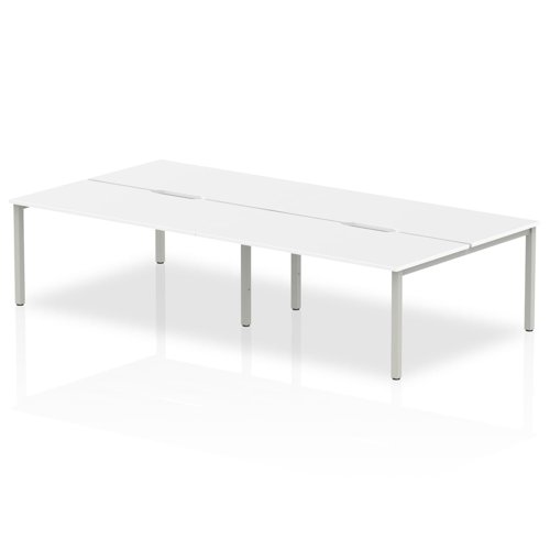 B2B Silver Frame Bench Desk 1600 White (4 Pod)