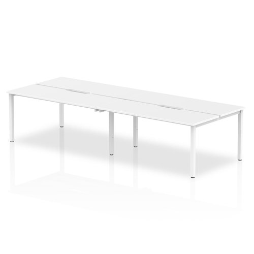 B2B Silver Frame Bench Desk 1200 White (4 Pod)