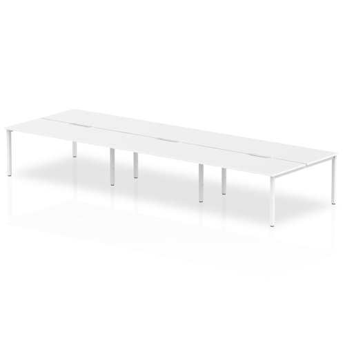 B2B White Frame Bench Desk 1600 White (6 Pod)