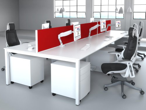 Evolve Plus 1600mm B2B 6 Person Office Bench Desk White Top White Frame