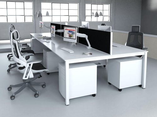 BE266 Evolve Plus 1600mm B2B 6 Person Office Bench Desk White Top White Frame