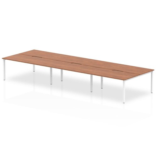 12793DY - Evolve Plus 1600mm Back to Back 6 Person Desk Walnut Top White Frame BE267