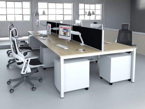 Evolve Plus 1600mm B2B 6 Person Office Bench Desk Maple Top White Frame