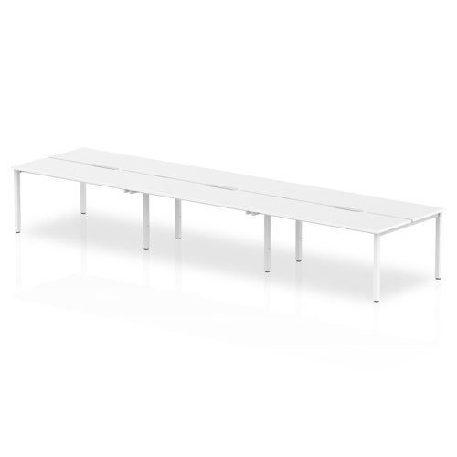 B2B White Frame Bench Desk 1400 White (6 Pod)