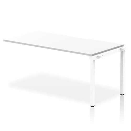 Evolve Plus 1600mm Single Row Office Bench Desk Ext Kit White Top White Frame