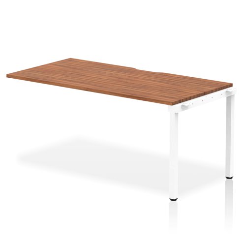 Evolve Plus 1600mm Single Row Office Bench Desk Ext Kit Walnut Top White Frame