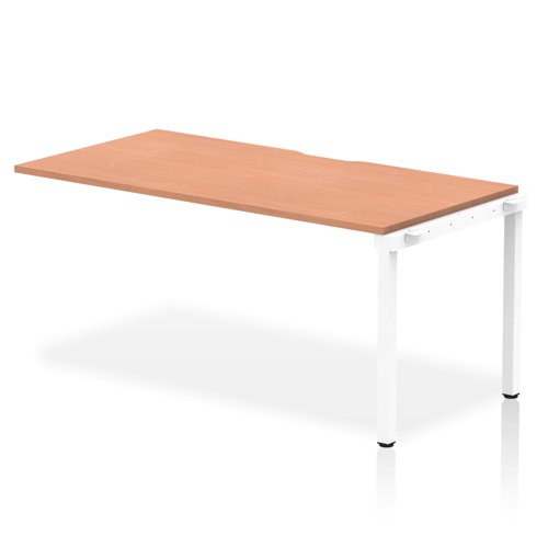 Evolve Plus 1600mm Single Row Office Bench Desk Ext Kit Beech Top White Frame