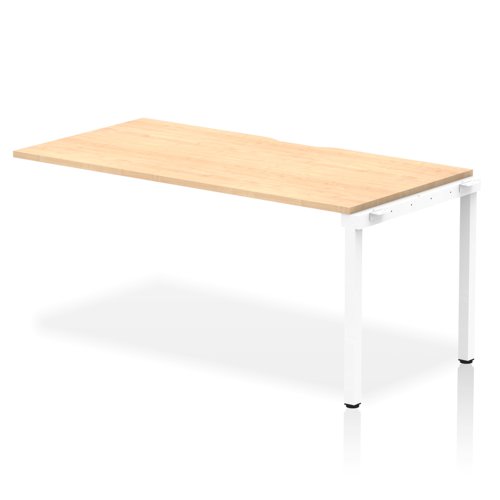 Evolve Plus 1600mm Single Row Office Bench Desk Ext Kit Maple Top White Frame