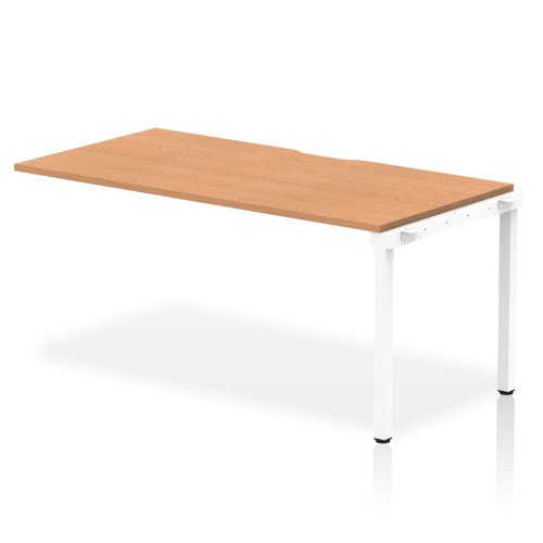 Evolve Plus 1600mm Single Row Office Bench Desk Ext Kit Oak Top White Frame