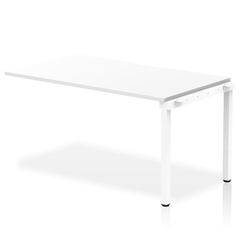 Evolve Plus 1400mm Single Row Office Bench Desk Ext Kit White Top White Frame