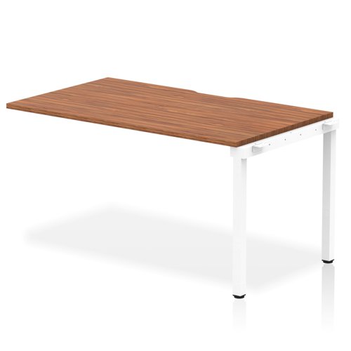 Evolve Plus 1400mm Single Row Office Bench Desk Ext Kit Walnut Top White Frame