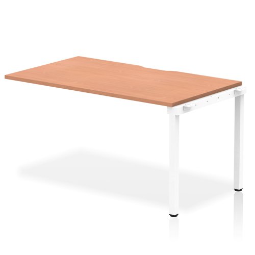Evolve Plus 1400mm Single Row Office Bench Desk Ext Kit Beech Top White Frame