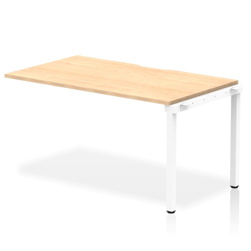 Evolve Plus 1400mm Single Row Office Bench Desk Ext Kit Maple Top White Frame