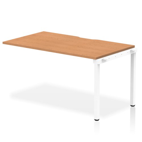 Evolve Plus 1400mm Single Row Office Bench Desk Ext Kit Oak Top White Frame
