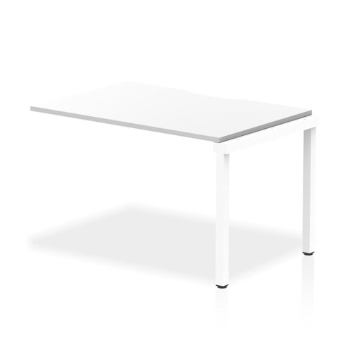 Evolve Plus 1200mm Single Row Office Bench Desk Ext Kit White Top White Frame